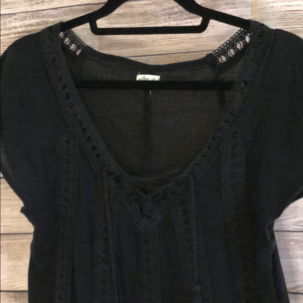 Hollister Black V neck Blouse